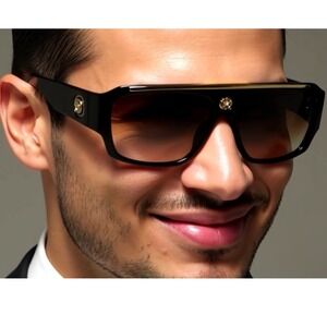 Sunglasses Men Brown Lens Retro Street Trendy Shades Hip Hop Stye Oversize Gafas